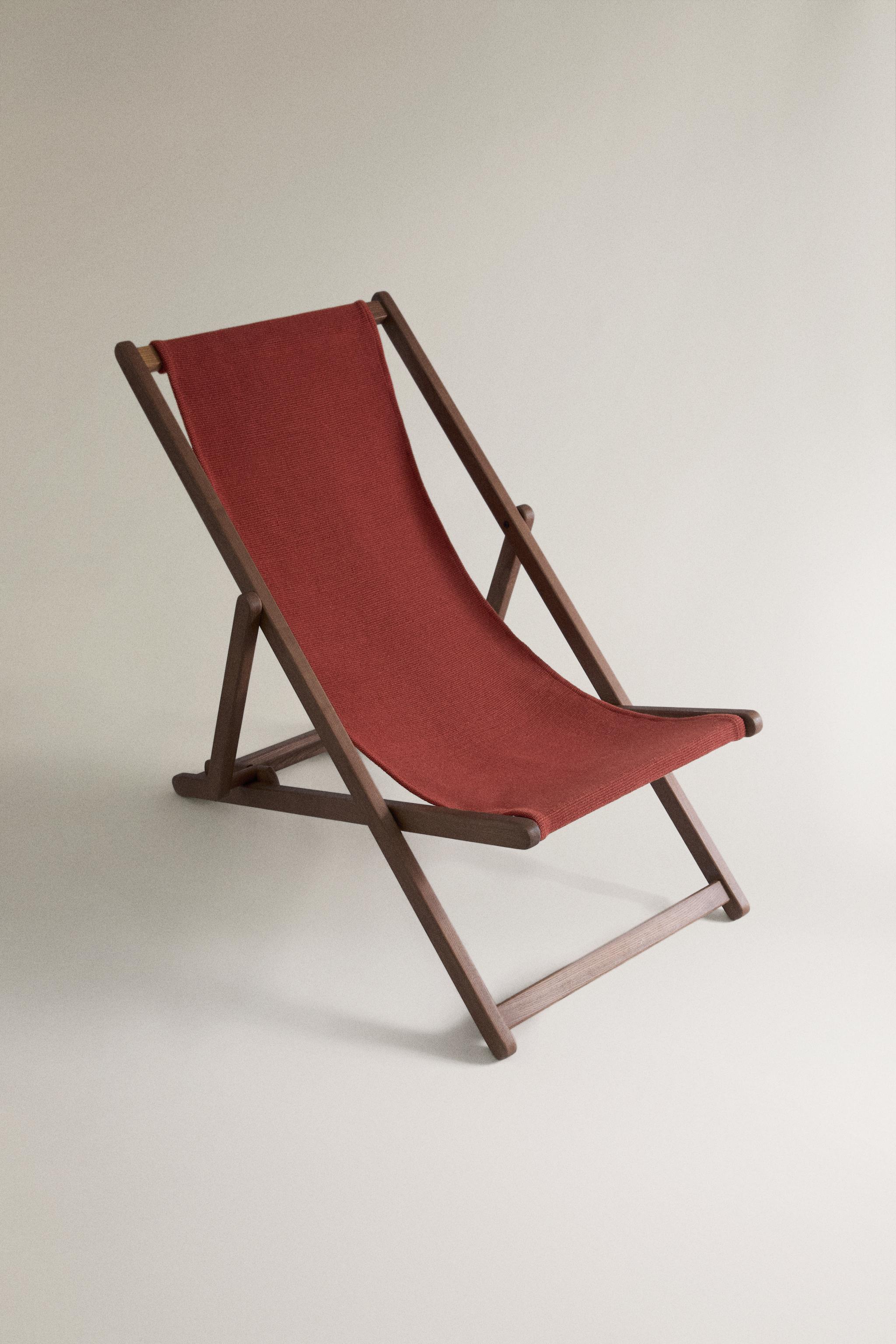 CHAISE LONGUE PLIANTE BOIS ET COTON